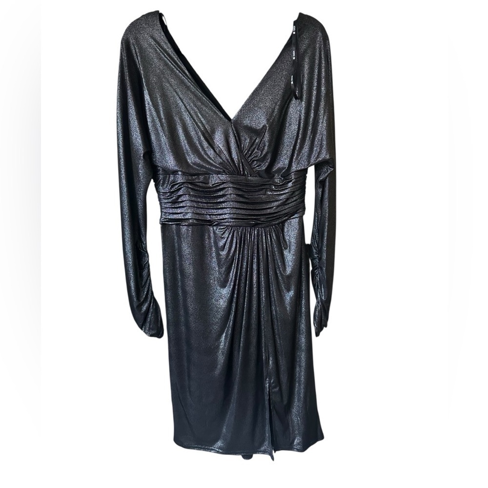 Tadashi collection Elegant Black Metallic Dress size L